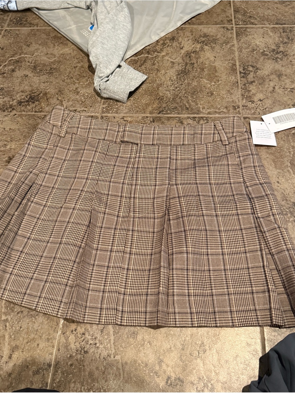 💙Plaid Pleated Mini Skirt in Taupe